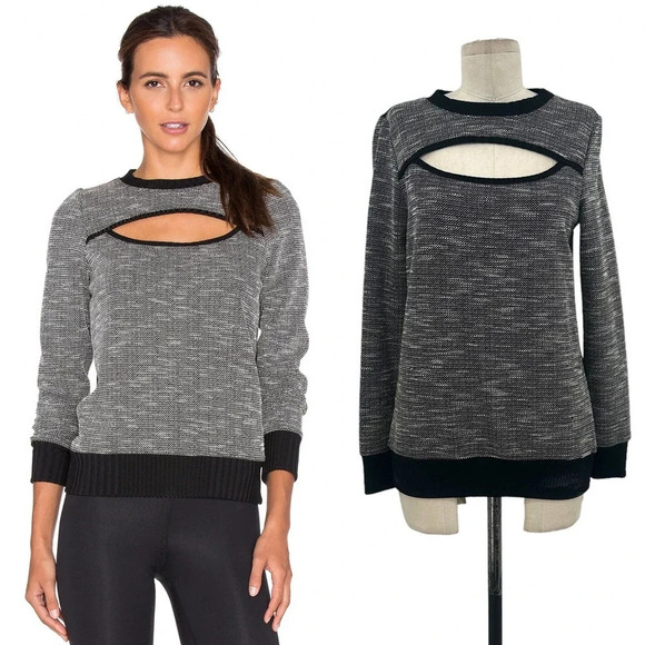 Koral Breach Open Front Pullover Sweater Slub Gray Black Size Small‎ - Picture 1 of 11